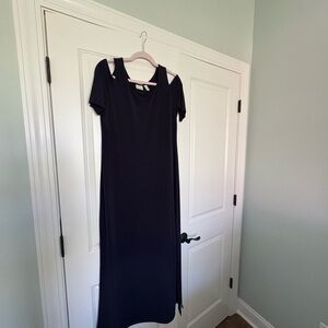 Chicos Navy Maxi Dress, shoulder cut out.  No flaws